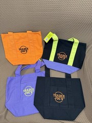 Trader Joes Mini Canvas Tote Bag Set of 4 Halloween Black Purple Orange Tricolor