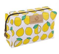 Cute Travel Makeup Pouch Cartoon Printed Toiletry 1 Count (Pack of 1), Lemon