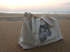 Long Handle Foldable Reusable Grocery Shopping, Eco Cotton Beach Travel Tote Bag