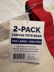 Costco Canvas Tote Bags 2-Pack Large Red & Mini Blue Asia Limited Edition NWT