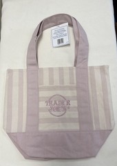 Trader Joe’s Mini Striped Canvas Tote Bag Pink/Beige 13x6x10 NWT I Combine Ship!