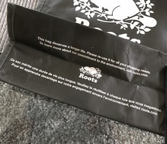 Roots Athletic Canada Black Reusable Shopping Bag Beaver Logo Pre-owned
