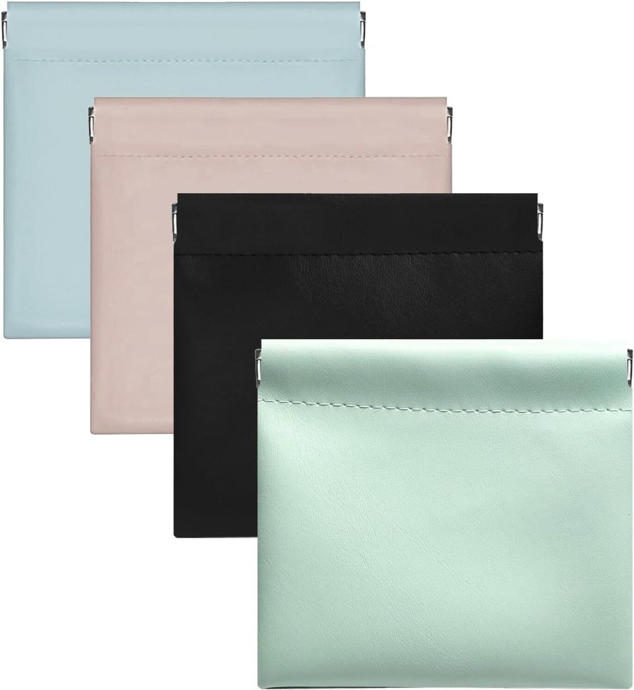 4Pcs Small Makeup Bag, Waterproof Portable Zipperless Self-closing Coin…