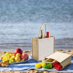 6 Pack Burlap Tote Bags, Reusable Jute Gift Tote with Handles, Small Beach Ba…
