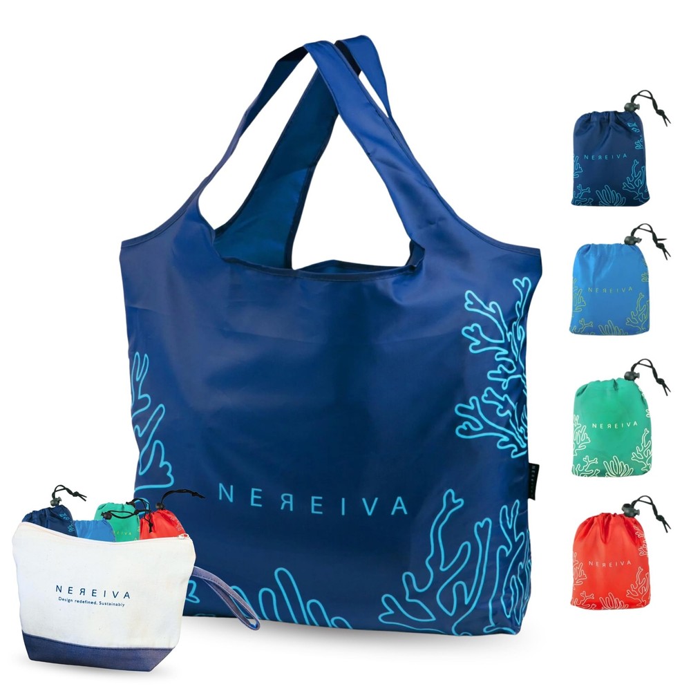 4 Pack Foldable Grocery Bags Large Reusable Shopping Totes Multi Color Pouch