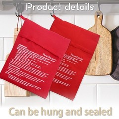 2 Pack Microwave Potato Bag Reusable Baked Pouch Bag, Red One Size,