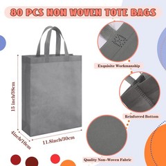 80 Pcs Large Gift Bag Reusable Non Woven Tote Bags Bulk with Handle for Party…