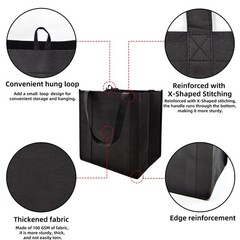10 PCS Reusable Reinforced Handle Grocery Bags Thickened Bottom 45 lbs