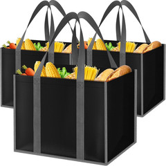 Reusable Grocery Bags with Long Handles [3 Pack] – Multipurpose Shopping Bags fo
