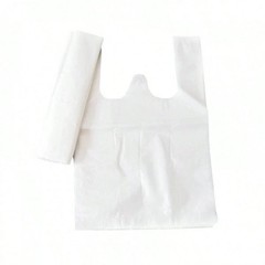 100Pcs White Transparent Plastic Shopping Bags T-Shirt Tote Grocery Takeout Bag