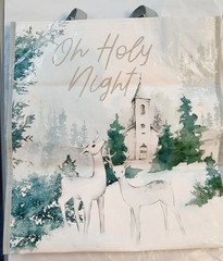 Oh Holy Night Christmas Deer Church Cracker Barrel Shopping Tote 18 x 19 x 6.75