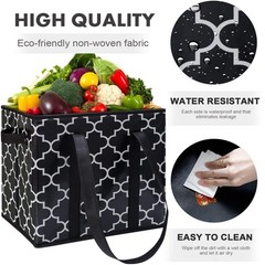 Reusable Grocery Bags 4-Pack Foldable Washable Large Storage Bins Basket Wate…