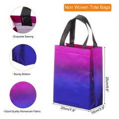 12Pcs Reusable Gift Bags with Handles 7.9 x 9.8 Inch Gradient Purple