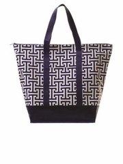 Toss Designs Bella High Tide Chevron Blue Orange Monkey Tote Bag Beach Shopper