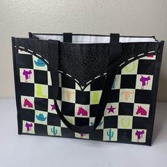 2flyco Reusable Tote Bag Yeehaw Whoa Let Them Be Basic Cactus Horse Saddle Boot
