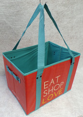 COLLAPSIBLE LARGE FOLDABLE TOTE SHOPPING GROCERY BAG LUCKY SUPERMARKET INSTORE