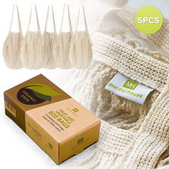 5 Pack Cotton String Shopping Bags Reusable Washable Grocery Mesh Bags Organizer