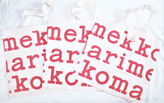 Set of 3 Marimekko logo bags pink/off-white, 45x45cm + straps