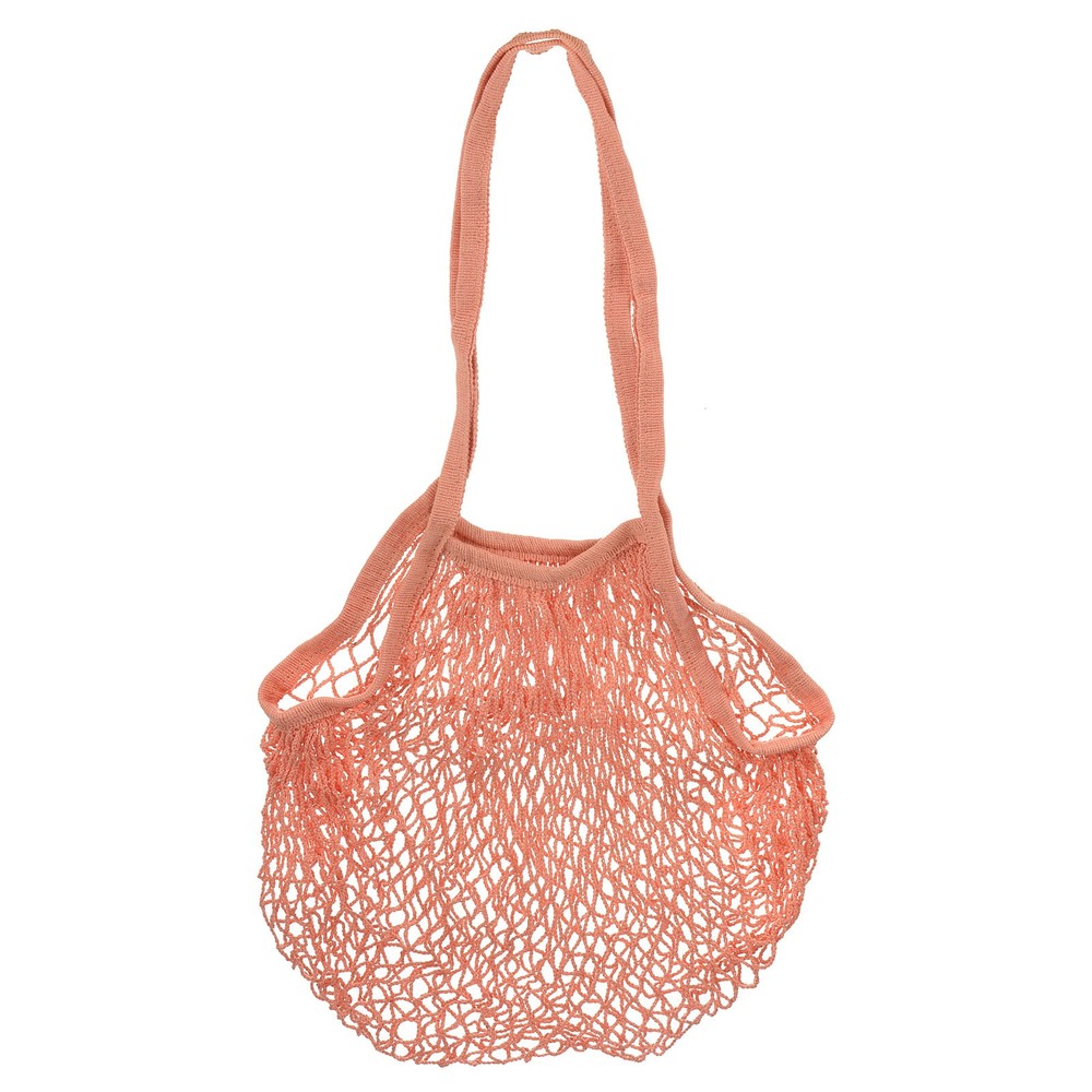Cotton Mesh Bag, 15×12.2″ Long Handle Mesh Net String Grocery Bags Khaki