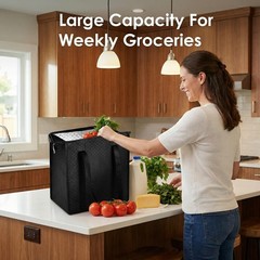 4 Pack 12x7x13 Inch Insulated Grocery Bags Reusable Cooler Totes Leakproof Black