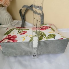 Reusable Tote Bag Floral Pink/Green/White Print Multicolor/Gray Handles