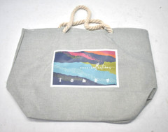 Fabric Tote bag Shopping Storage w Rope Handles Gray Resort Collections Design