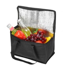 2Pcs 11″x5.5″x6.7″ Insulated Reusable Grocery Bag Food Delivery Tote Bag, Black