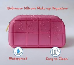 Qivbrewer Silicone Makeup Bag – Waterproof Cosmetic Organizer for Travel Pink