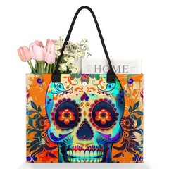 Beach Tote Bag Mexico Day Of The Dead Sugar Skull Large Travel Bag Utility To…