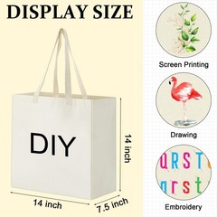 12 Pack Canvas Grocery Bag Large Blank Shopping Tote Bags Reusable Pouches Bu…