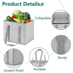 Reusable Grocery Bag Foldable 4Pk Heavy Duty Large Shopping Handles Collapsible