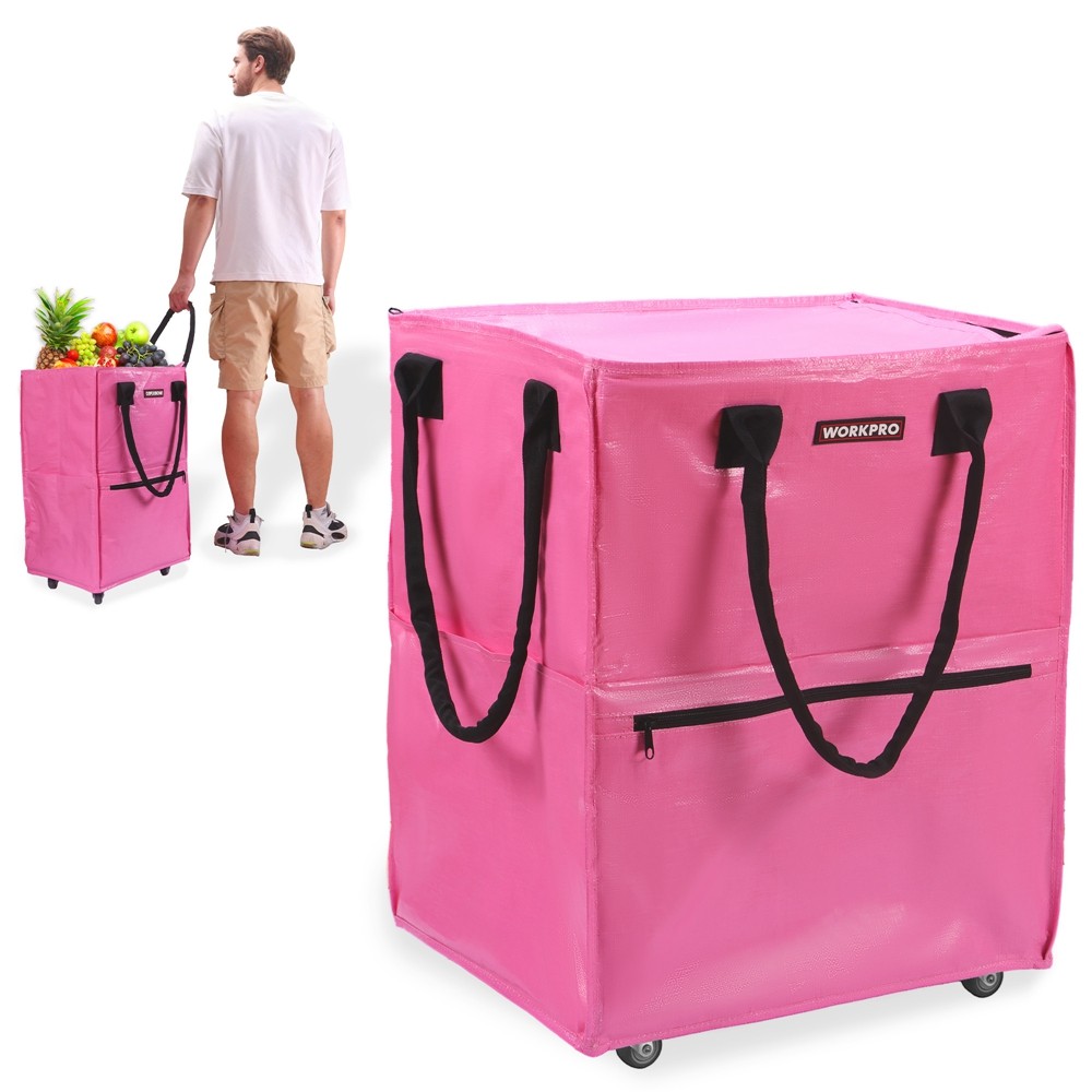 WORKPRO Large Rolling Grocery Bag 36 Gallon Tote 5 Wheels Dual Carry Storage Bag