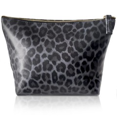 Vegan Leather Black Leopard Makeup Bag Cheetah Print Girly Girl