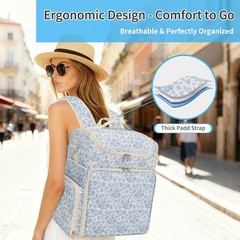 Extra Large Nail Polish Organizer Backpack, Holds 124+ 124 Slots, Floral Blue
