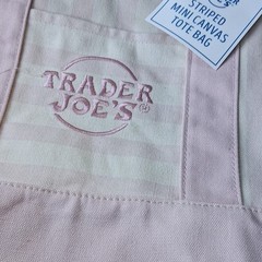 Trader Joe’s LIMITED EDITION Mini Canvas Tote Bag, Pink/White, Mini Size