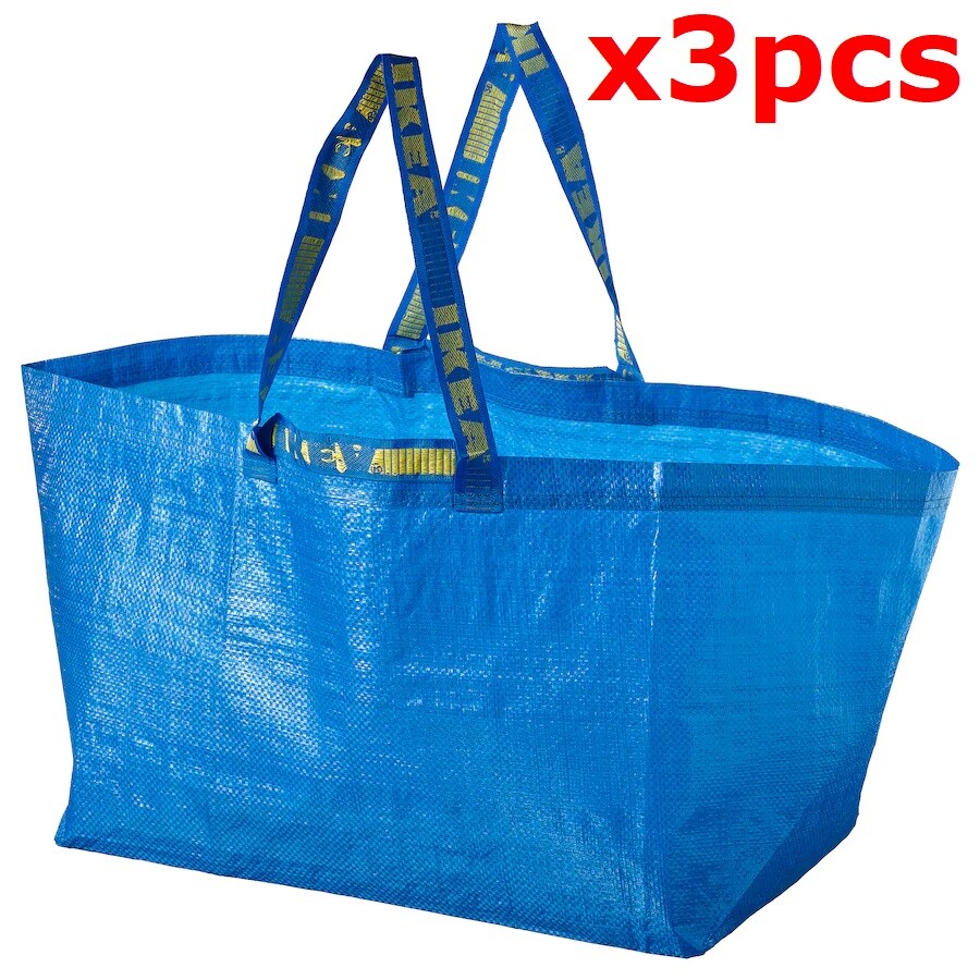 IKEA Reusable FRAKTA Blue Shopping Bag Large 19 Gallon x 3