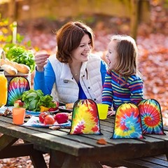 CUNNO 24 PCS 7X5 INCH TIE DYE DRAWSTRING BAGS TIE DYE GOODIE BAGS COLORFUL
