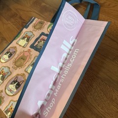 MARSHALL’S Extra Large Reusable Shopping Tote Bag Pink Cats Picture Frames NWT