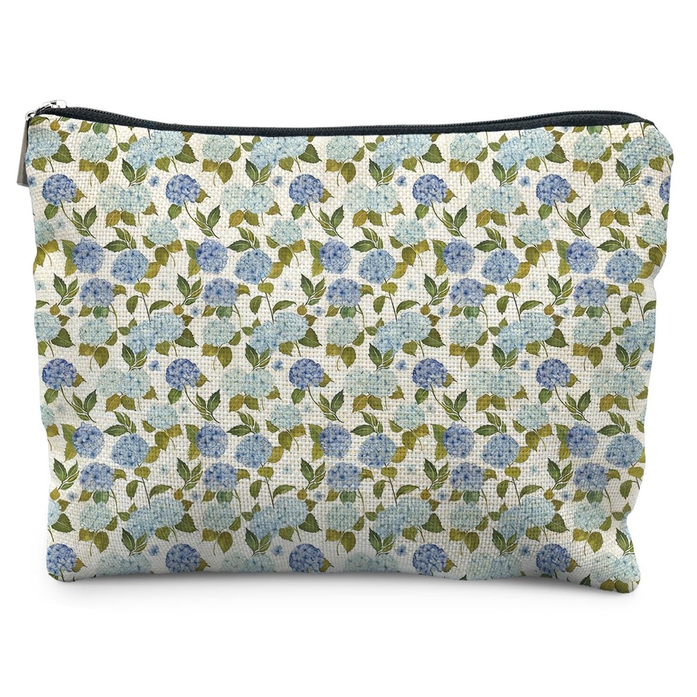 KBRCT Blue Hydrangea Floral Makeup Bag for Women,