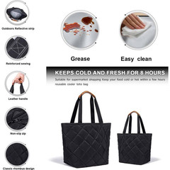 16 Qt. Large Insulated Cooler Tote Bag Reusable Grocery Ideal for Travel Picnics