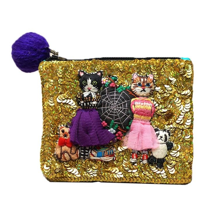 Sequin Embroidery Pouch Student Dormitory for Outcasts (Gold) POC3669 Small…