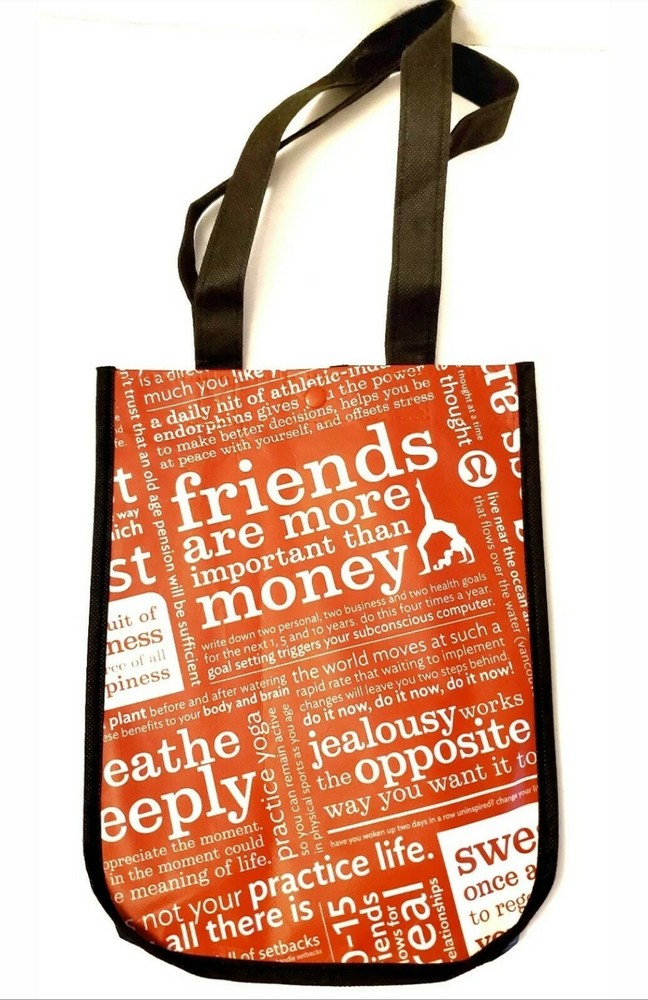 LULULEMON 20 Year Manifesto Red Reusable Shopping Gym Lunch Bag Small