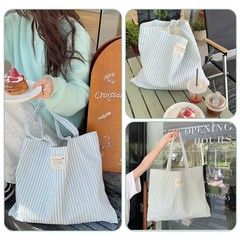 solid color, cotton striped reusable grocery handbag, large size, suitable fo…