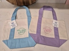 Set of 2 – Trader Joe’s Mini Pastel Canvas Tote Bag- Blue & Purple – Viral
