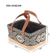 Canvas Tote Bag, Small Rectangular Picnic Basket for Storage Shopping Laundry…