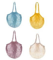 String Shopping Cotton Produce Bag Eco Friendly Reusable Grocery Mesh Tote 4 Pcs