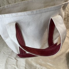 Stonewall Kitchen Canvas Dbl. Handle Small Burgundy Tote Inner Zip Pocket Maine