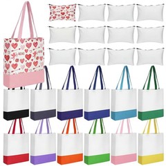 24 Pcs Canvas Tote Bag Bulk with Makeup Bag 13 x 15 Inches Medium 10 oz Light…