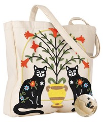 Embroidery Canvas Tote Bag for Women – Cute Aesthetic Reusable Totes with Poc…