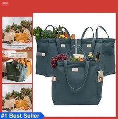 Reusable Grocery Bags 3 Pack Cotton Canvas Heavy Duty 80 lb Capacity 7